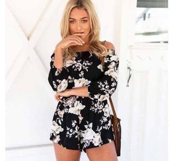 Floral Off Shoulder Jumpshort