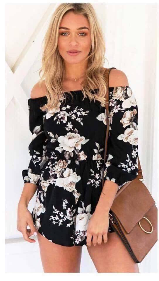 Floral Off Shoulder Jumpshort