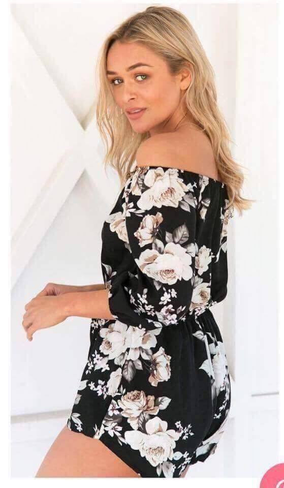 Floral Off Shoulder Jumpshort